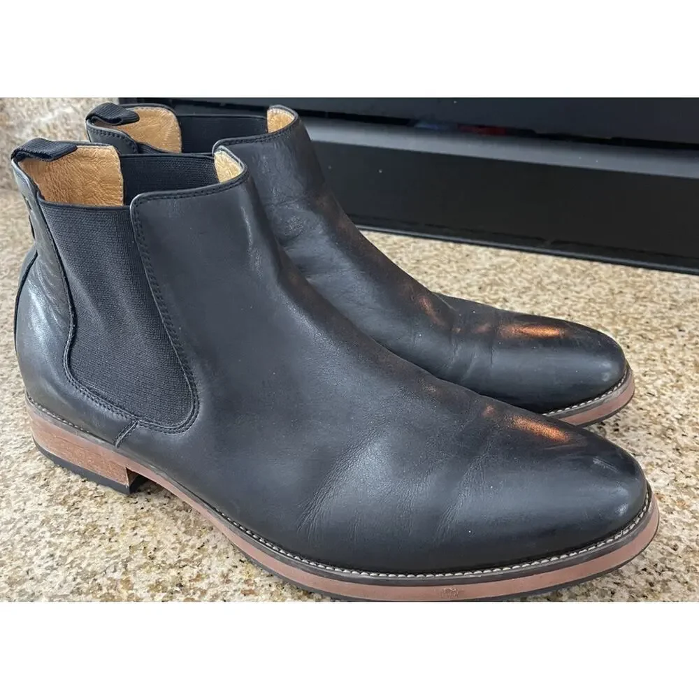 Florsheim Mens Chalet Gore Boot Black Sz 10.5 Leather Upper Chelsea Pull-on Haan